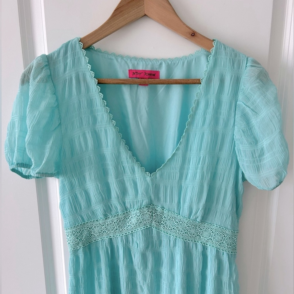 Betsey Johnson Tiffany Blue Romantic Midi Dress Size M - Picture 5 of 11
